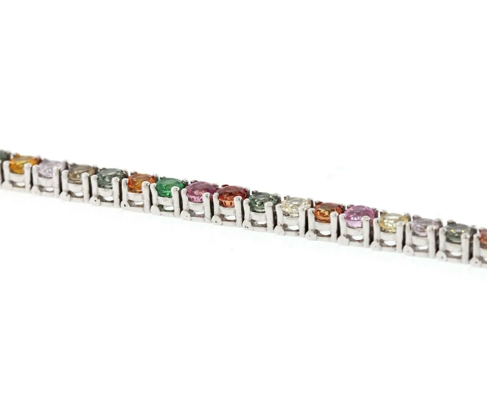 10CT. Multi-Color Genuine Gemstone Rainbow heavy Platinum Tennis Bracelet