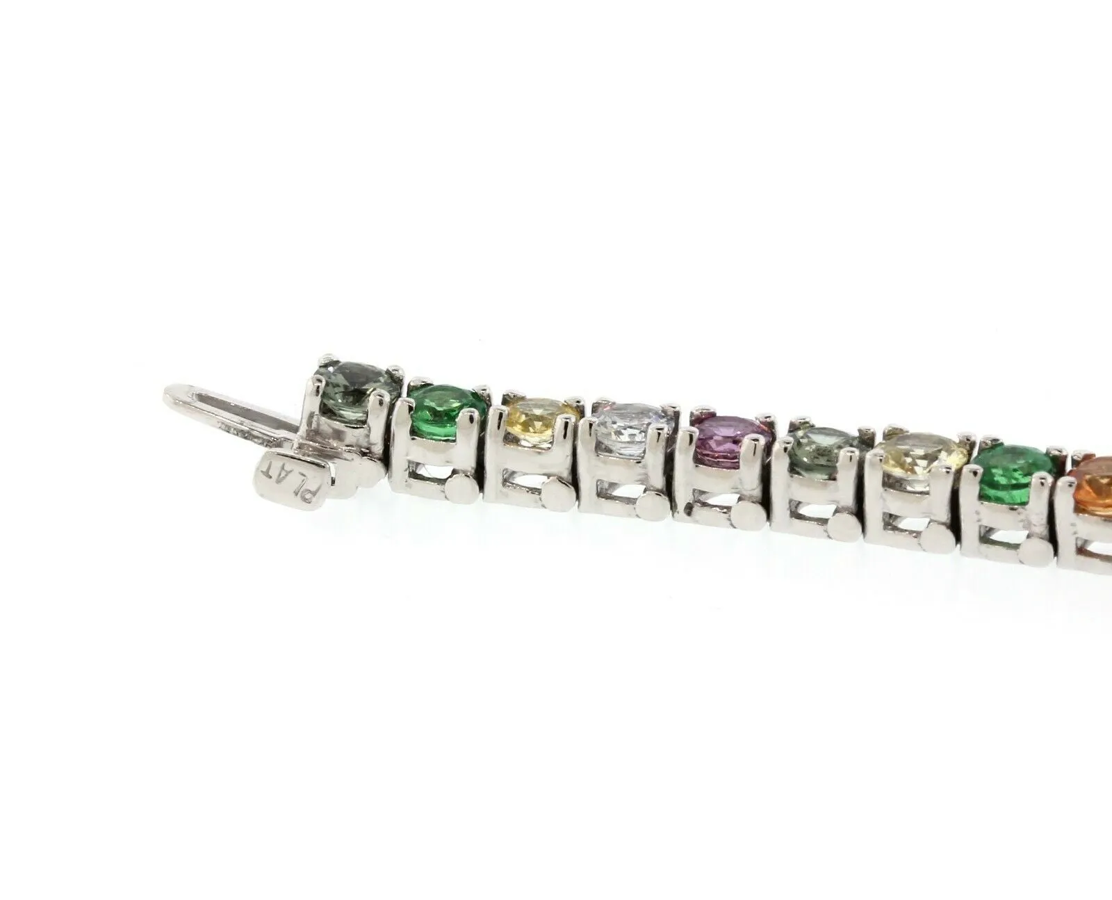 10CT. Multi-Color Genuine Gemstone Rainbow heavy Platinum Tennis Bracelet