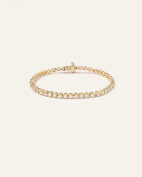 14k Gold Natural Diamond Crown Set Tennis Bracelet