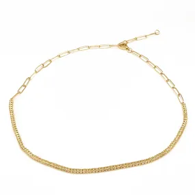 18 kt Gold Chain Link Diamond Tennis Necklace