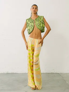 1960s Beaded Green Crop Vest