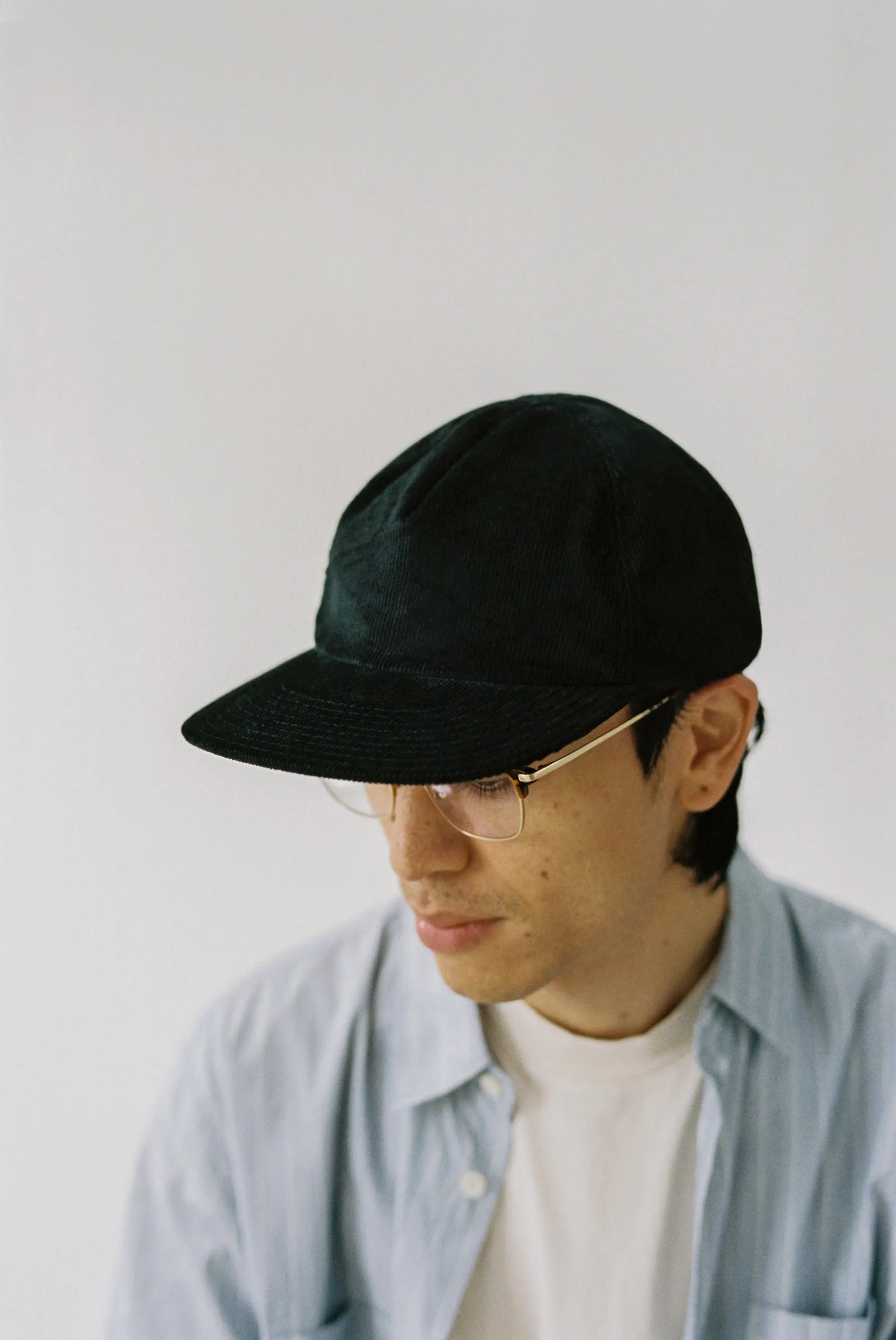 5 Panel Baseball Cap Black Corduroy