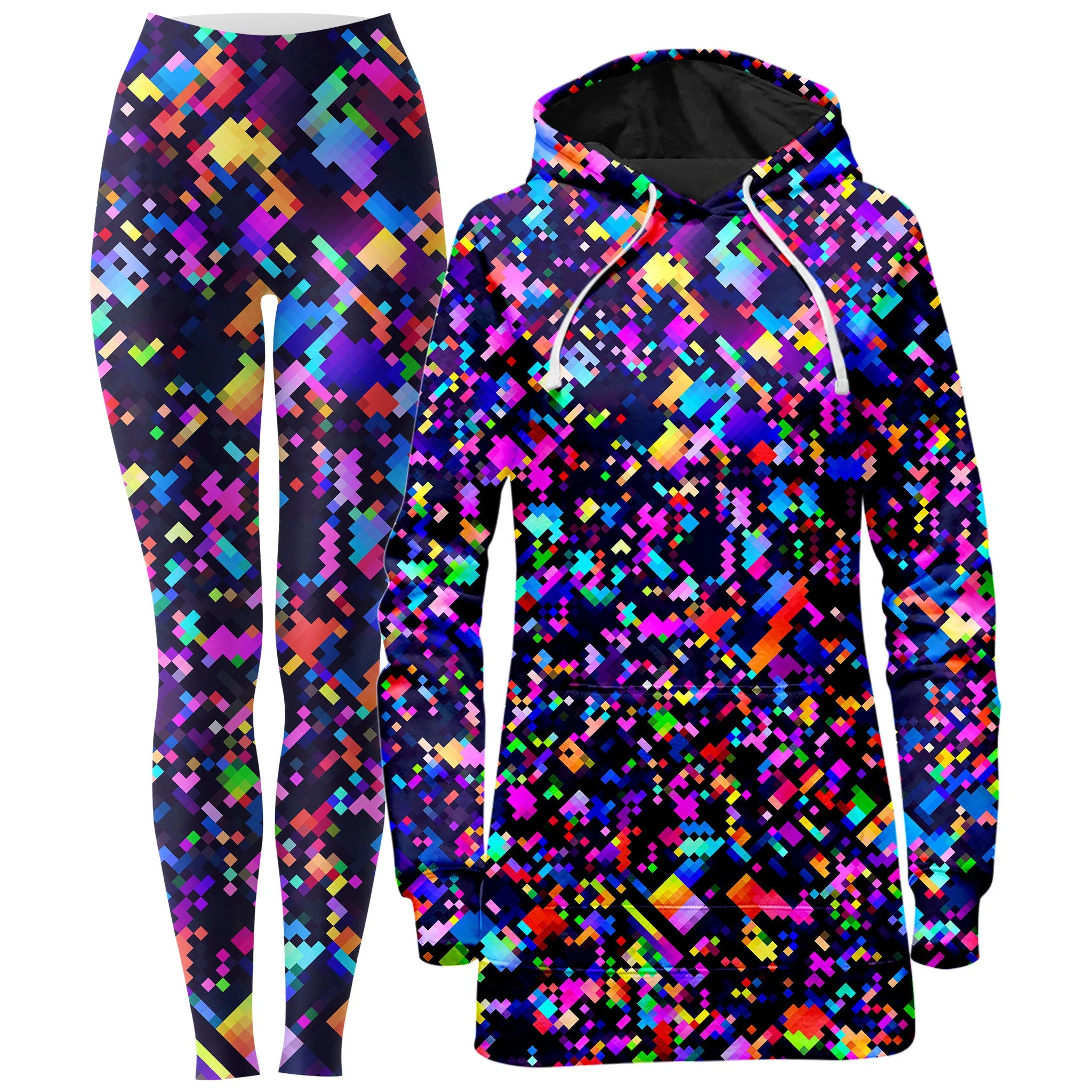 8-Bit Confetti Hoodie Dress and Leggings Combo