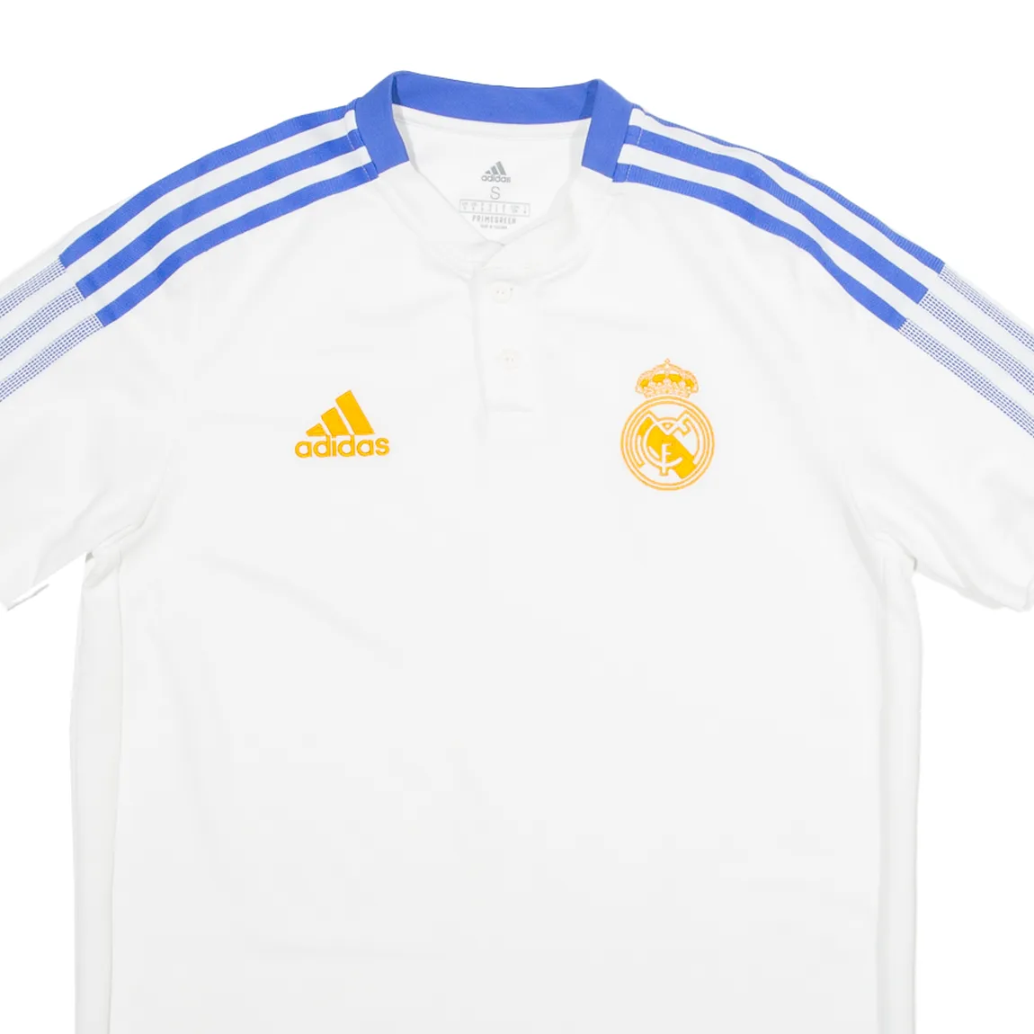 ADIDAS Real Madrid Mens Football Shirt Jersey White Button Neck S