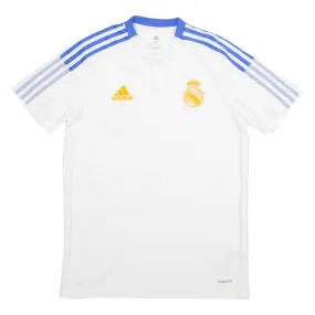 ADIDAS Real Madrid Mens Football Shirt Jersey White Button Neck S