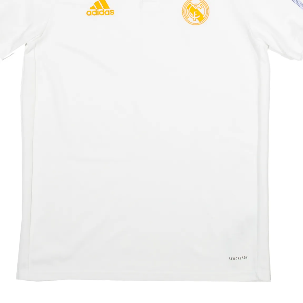 ADIDAS Real Madrid Mens Football Shirt Jersey White Button Neck S