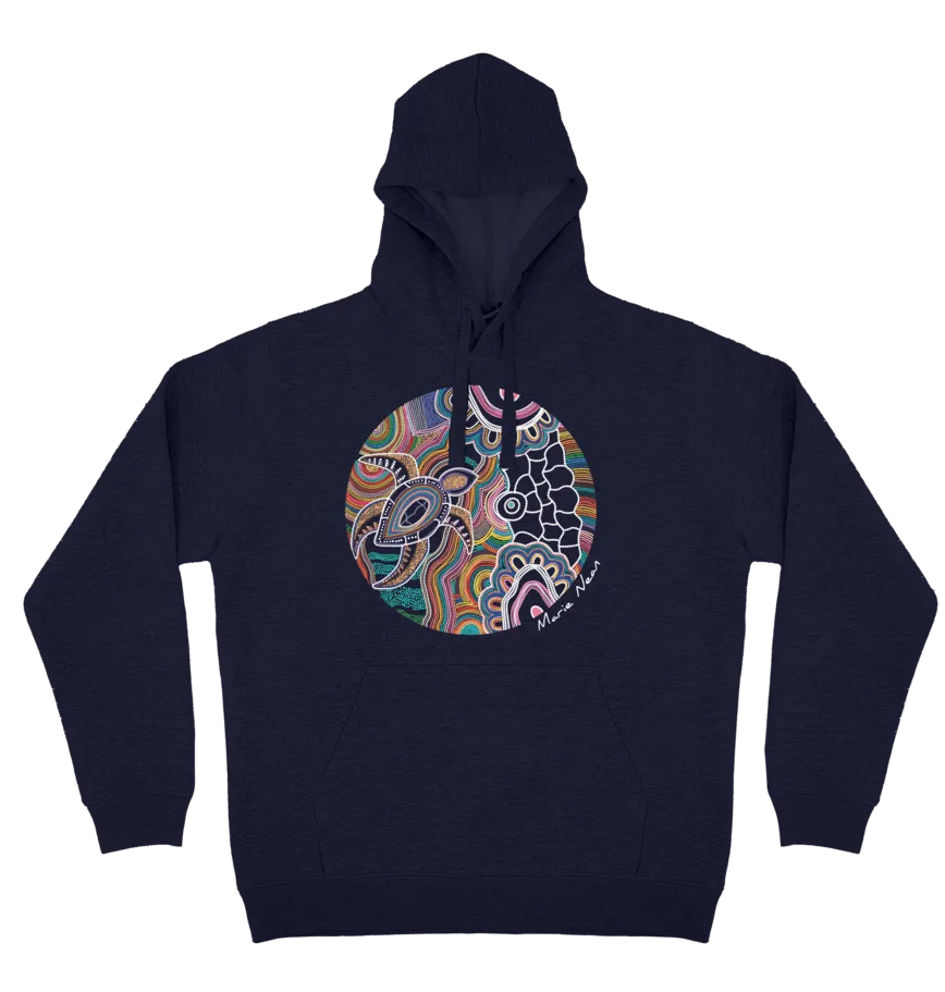 Adults Cozy Hoodie - Gurruu Gali Waraba (Deep Water Turtle) By Marie Nean