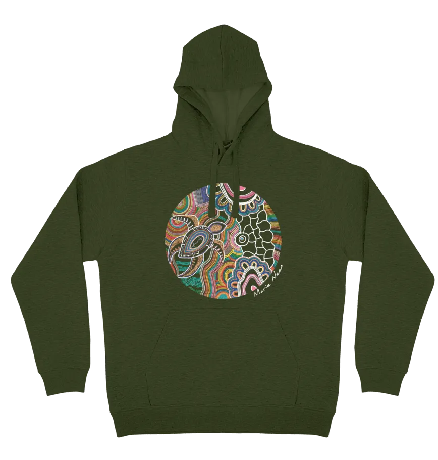 Adults Cozy Hoodie - Gurruu Gali Waraba (Deep Water Turtle) By Marie Nean