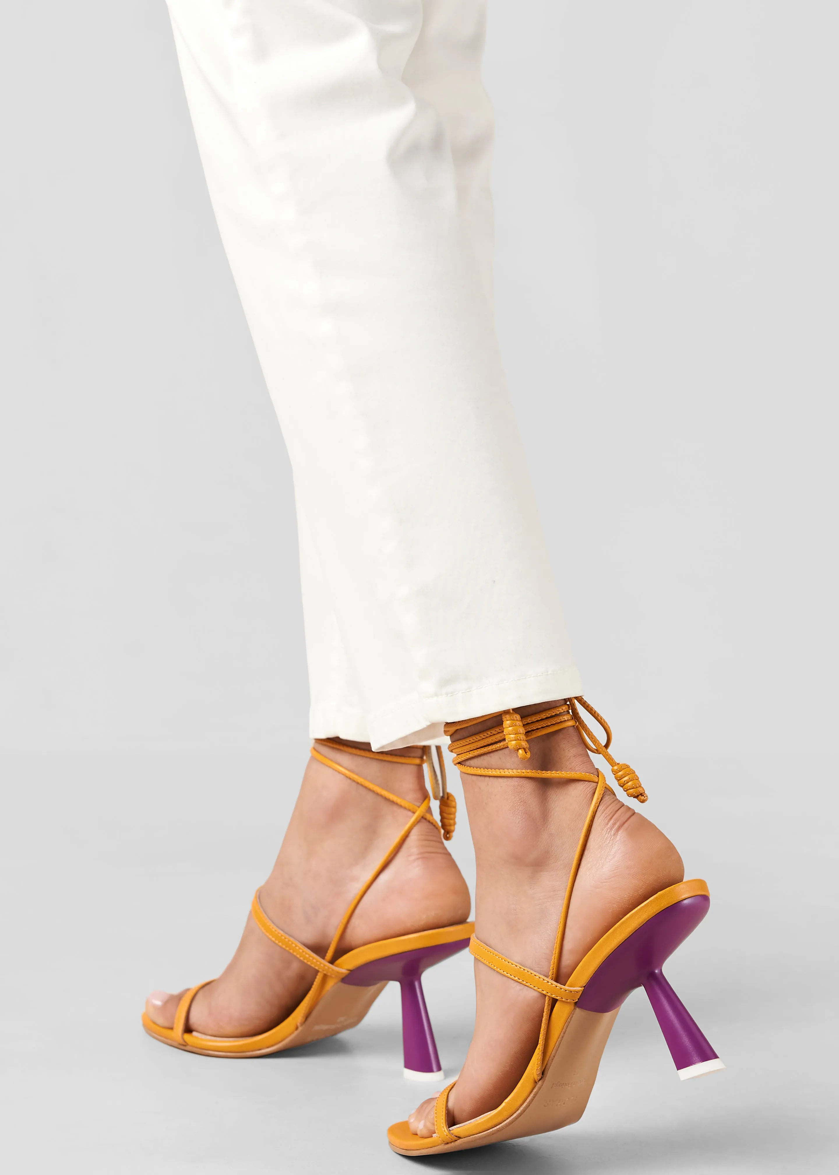 Alohas Kendra Leather Sandals - Bicolor Yellow Purple