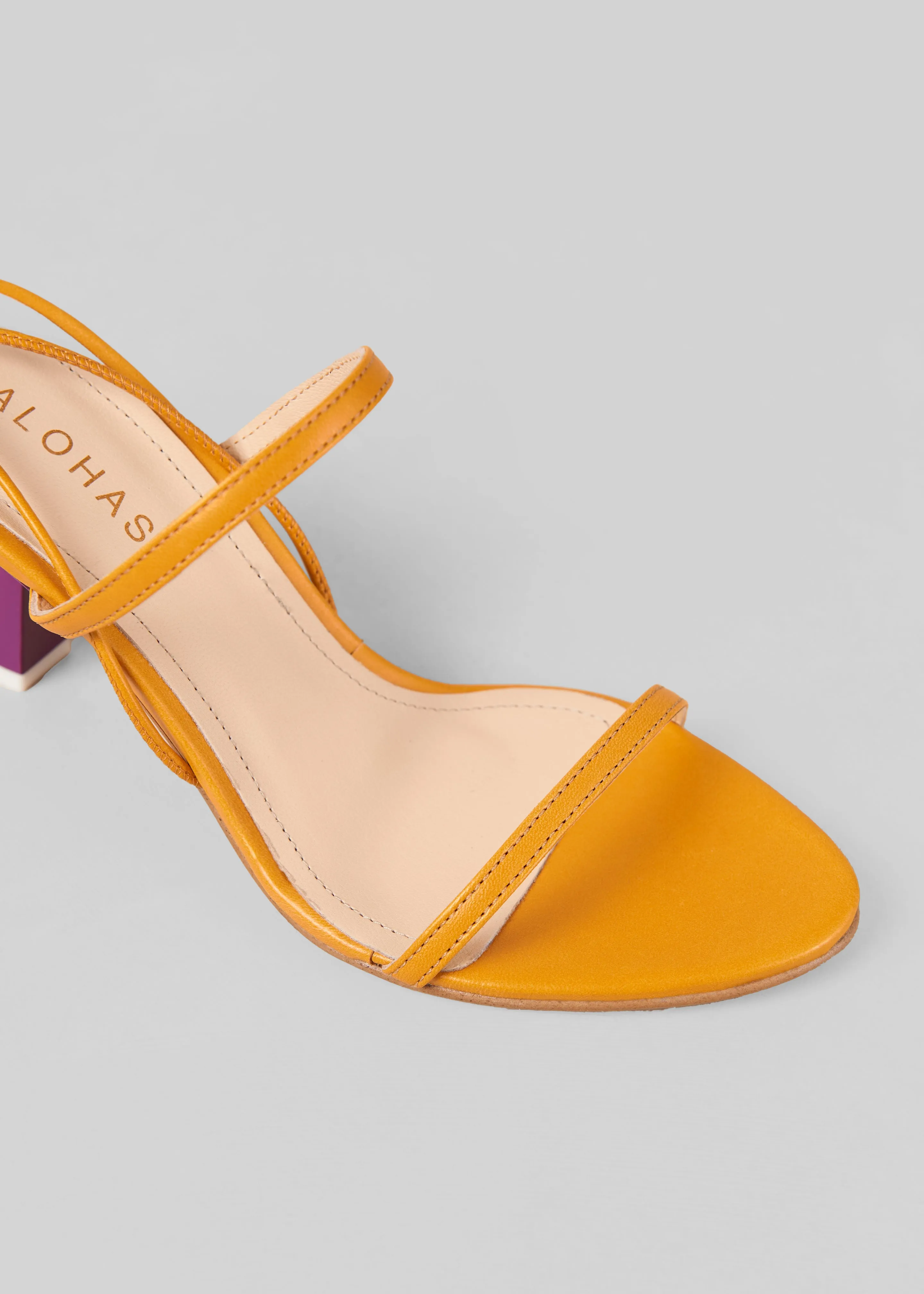 Alohas Kendra Leather Sandals - Bicolor Yellow Purple