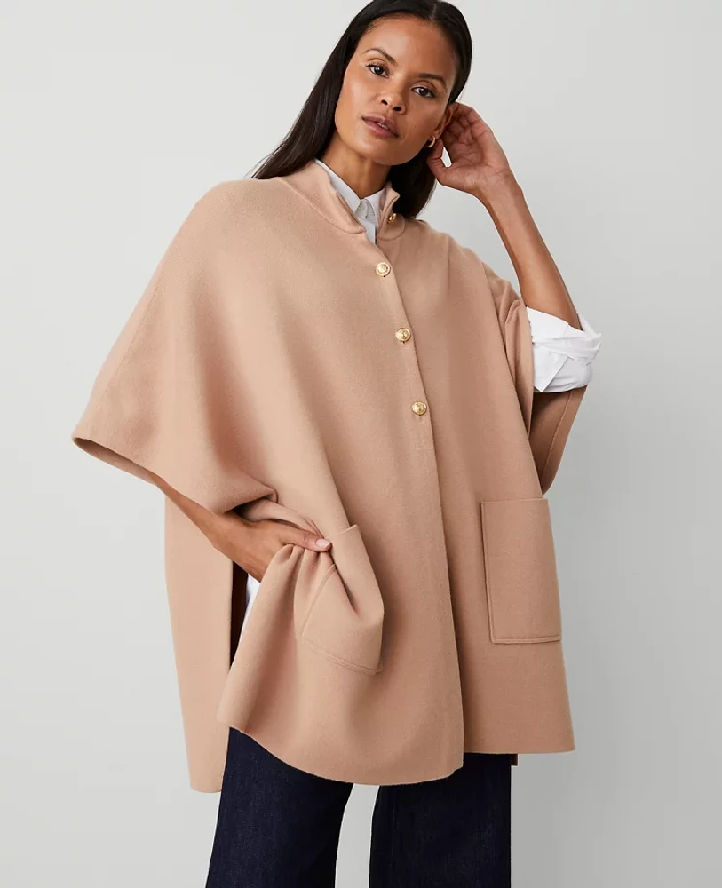 Ann Taylor Button Mock Neck Poncho Women's