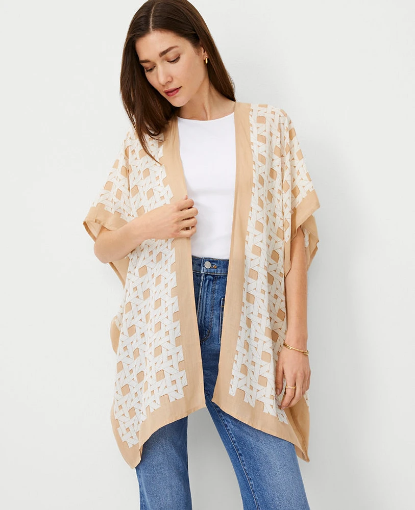 Ann Taylor Geo Open Poncho White Women's