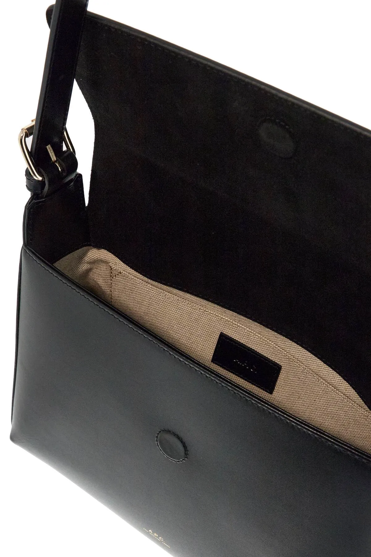 A.P.C. Minimalist Black Leather Women's Bag With Shoulder Strap And Flap Closure