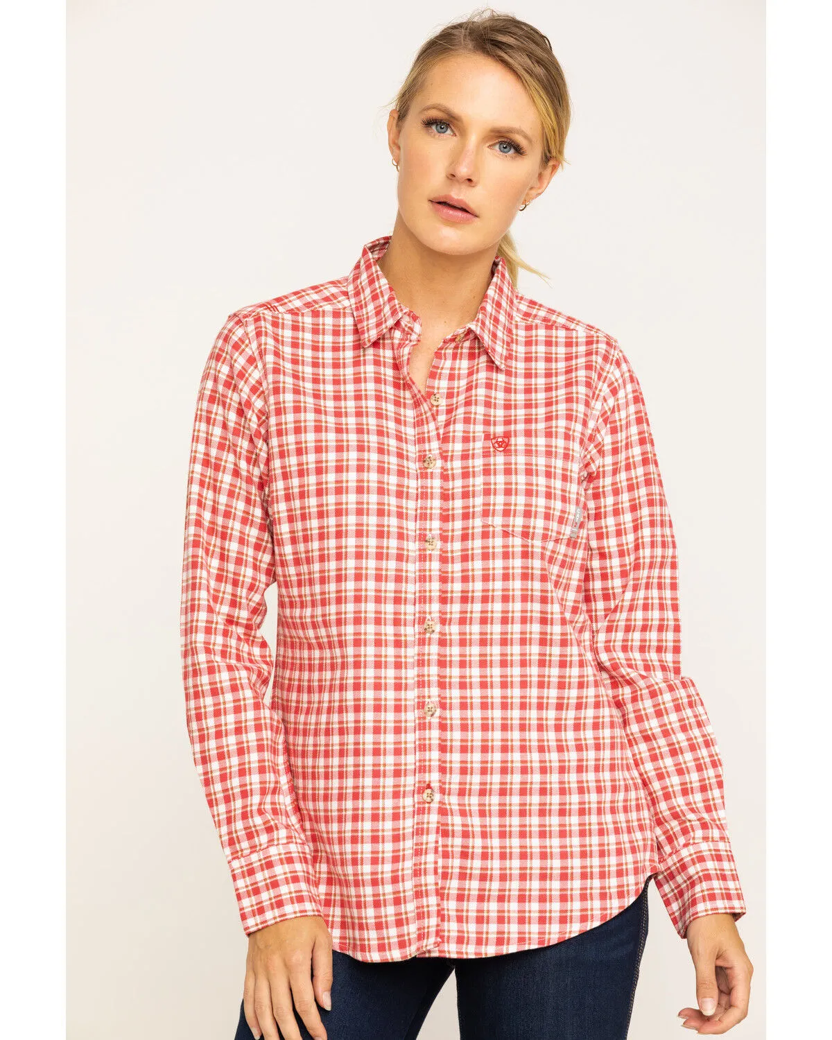 Ariat Women's Boot Barn Exclusive FR Talitha Plaid Long Sleeve Work Shirt