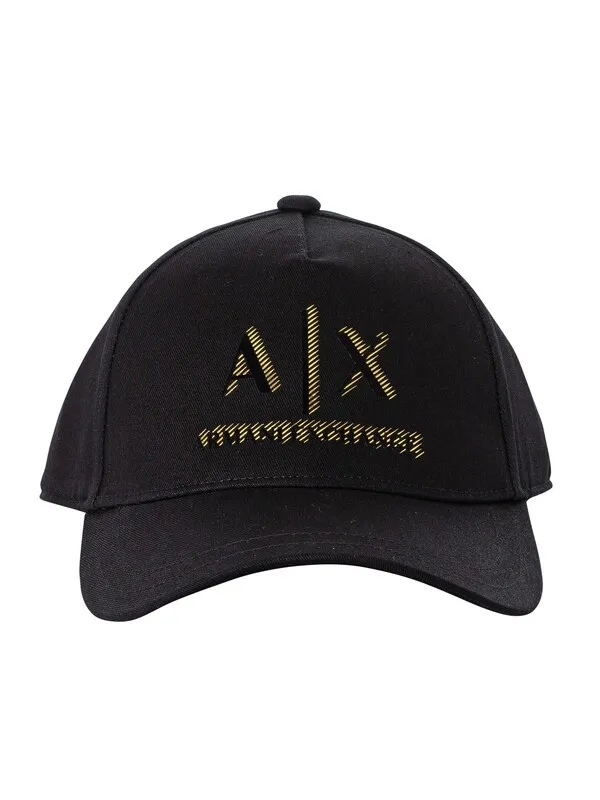 Armani Exchange Logo Baseball Cap - Black/Gold