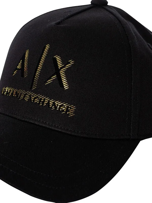 Armani Exchange Logo Baseball Cap - Black/Gold