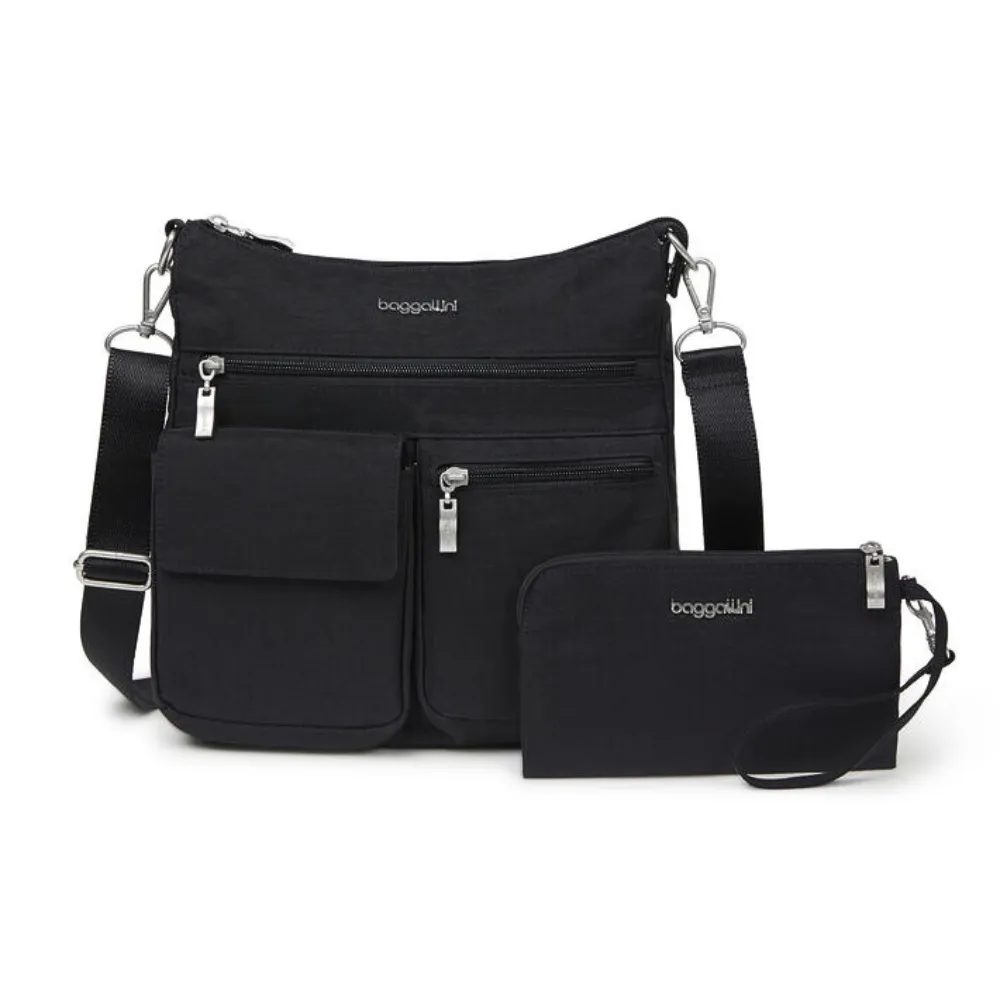 Baggallini Modern Everywhere Black Slim Crossbody Bag (Women's)