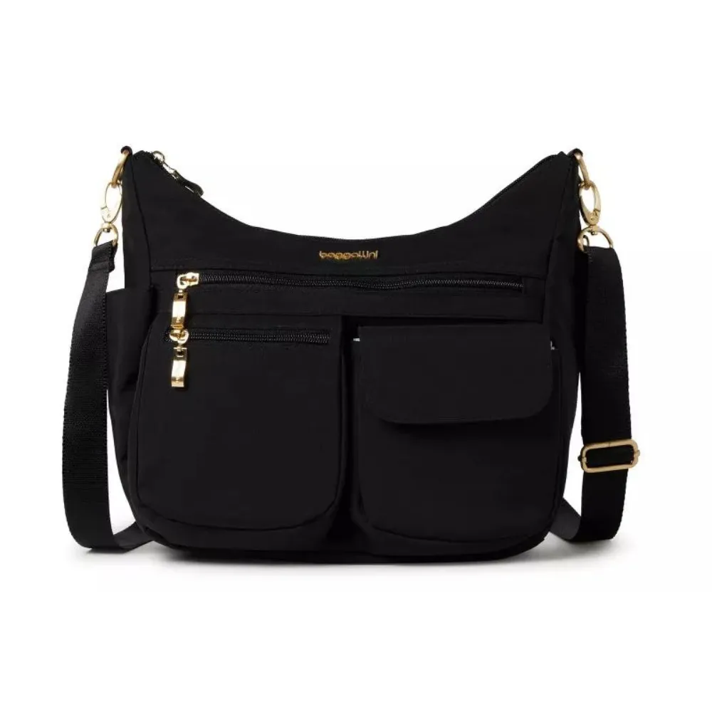 Baggallini Modern Everywhere Black/Gold Hardware Crossbody Bag (Women's)