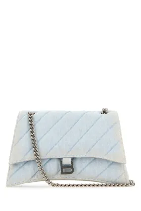 Balenciaga Light Blue Denim Crush M Shoulder Bag