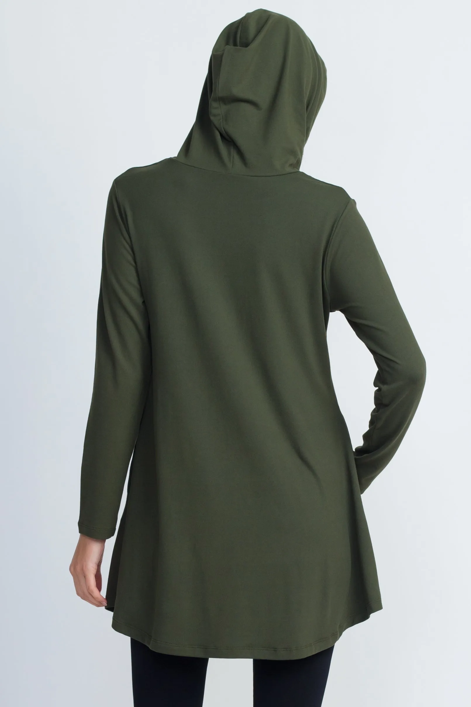 Basic Long Sleeve Hoodie with Rounded Hem