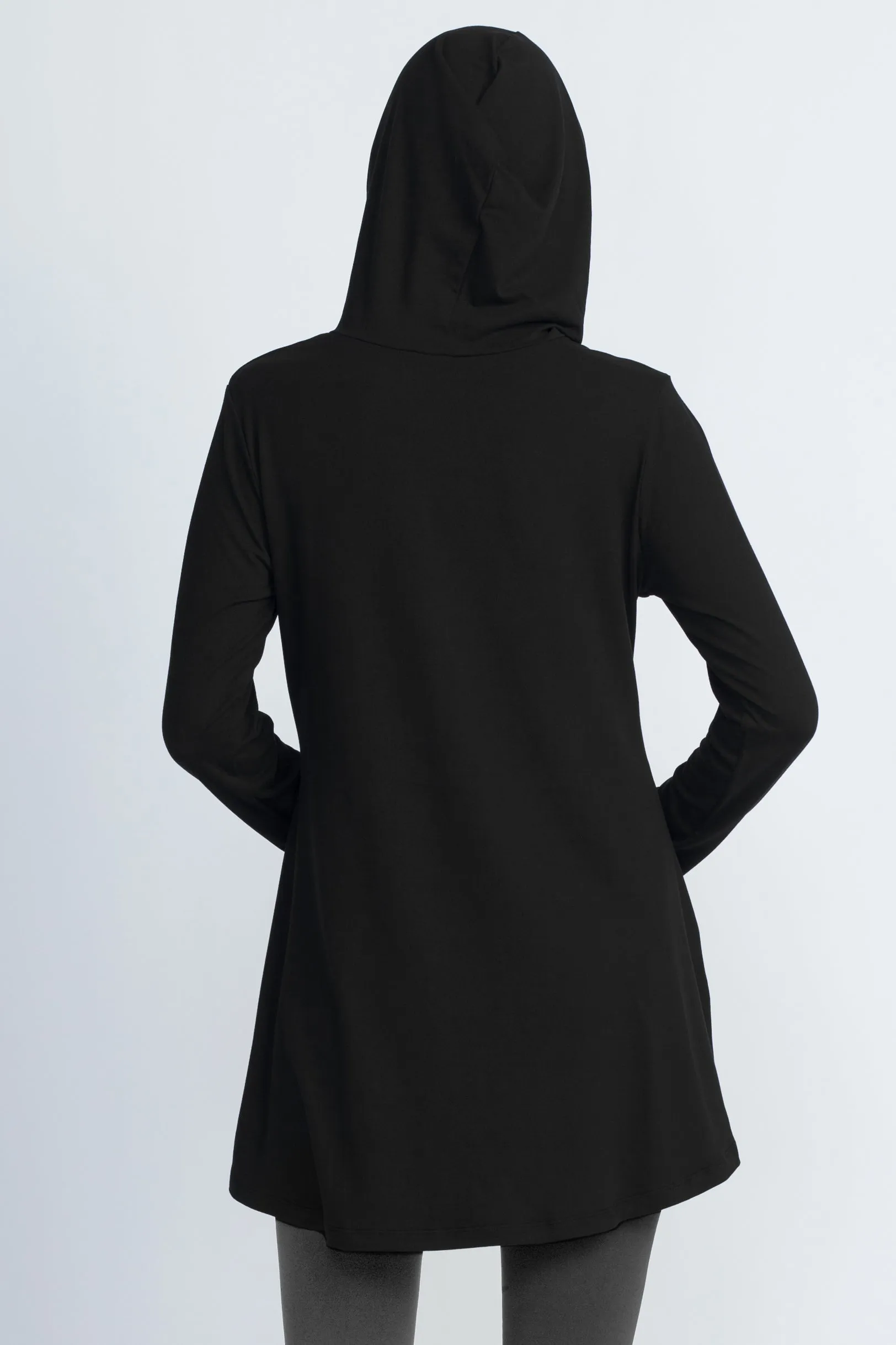 Basic Long Sleeve Hoodie with Rounded Hem