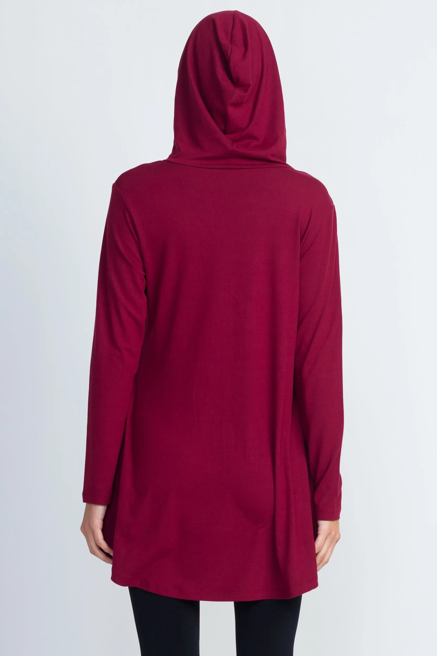 Basic Long Sleeve Hoodie with Rounded Hem