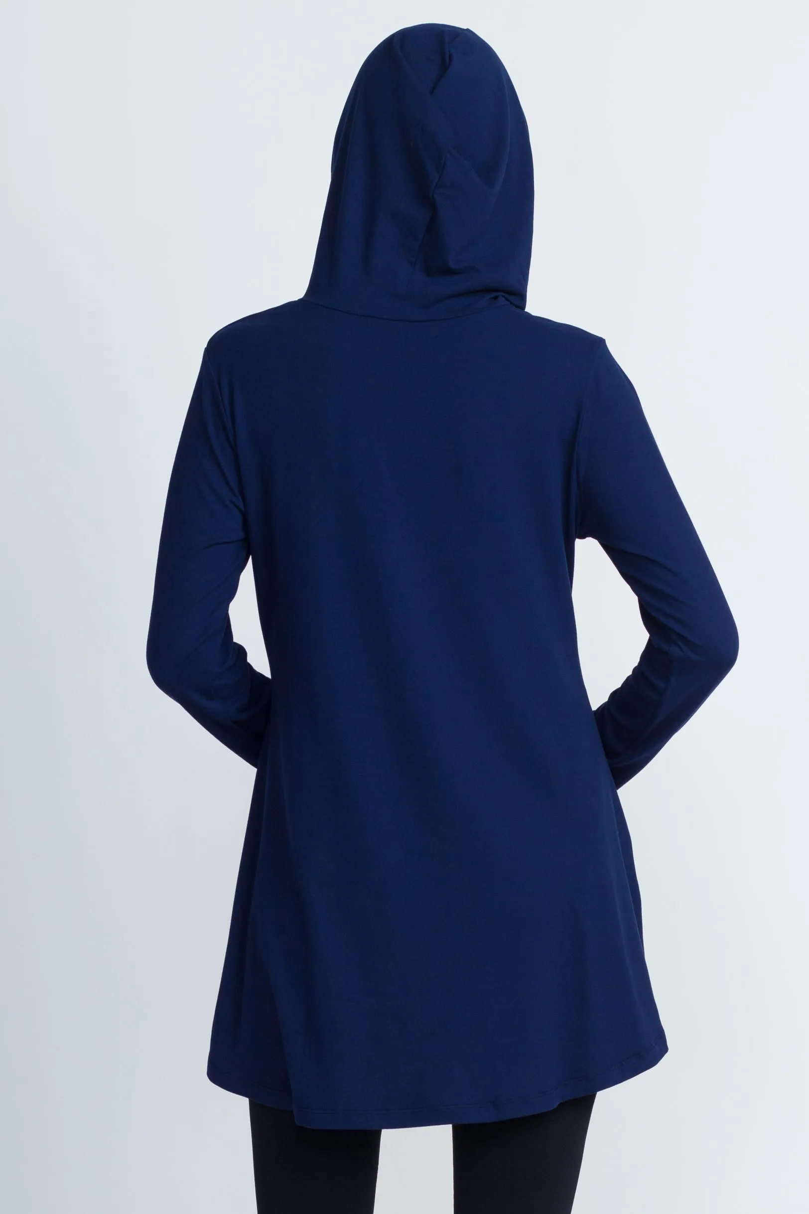 Basic Long Sleeve Hoodie with Rounded Hem