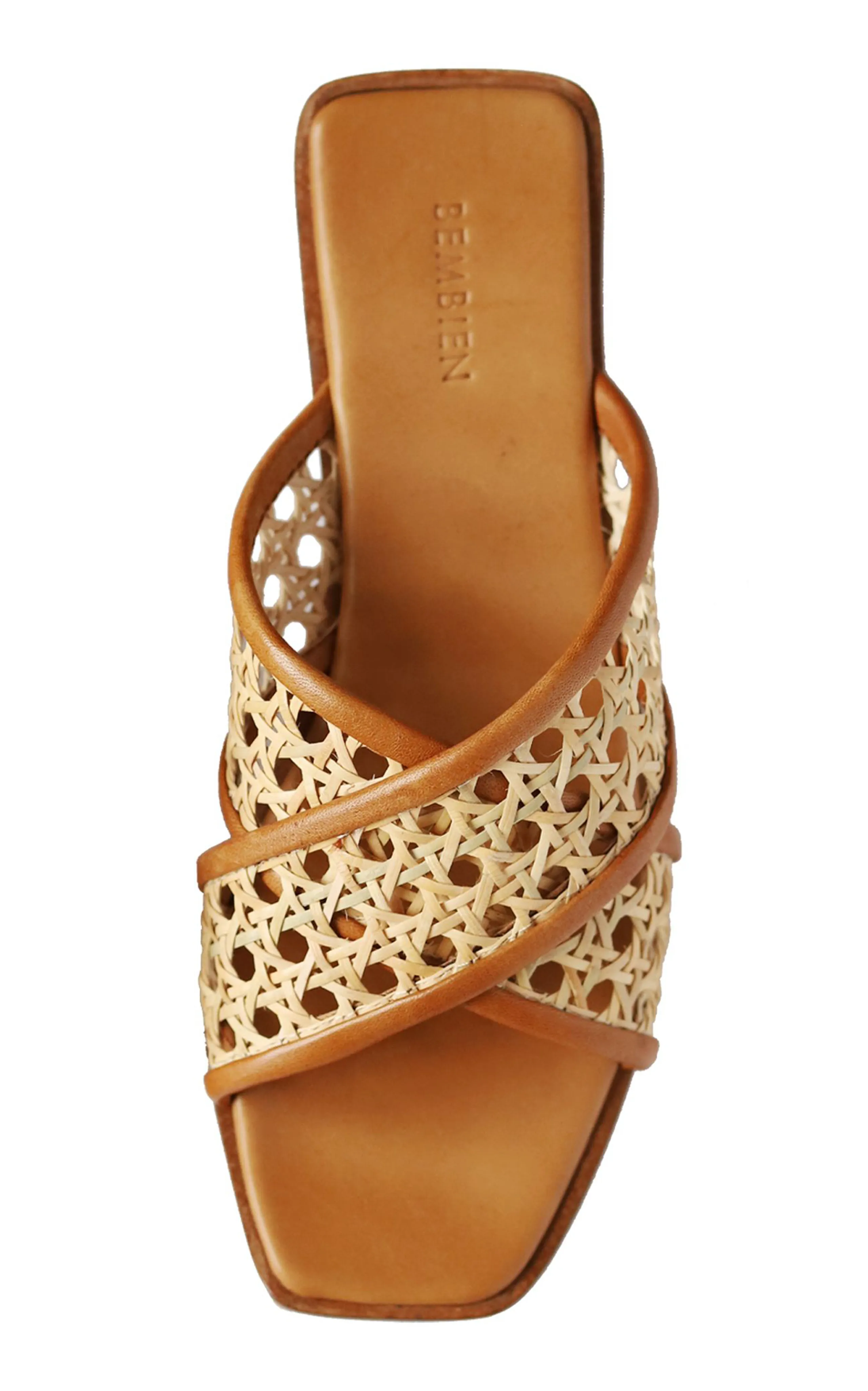 Bembien Roma Leather-Trimmed Woven Rattan Sandals