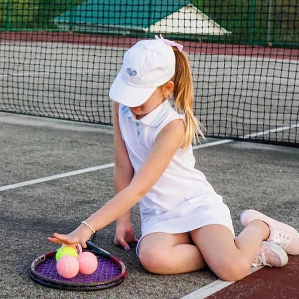 Bits & Bows Tennis Bow Baseball Hat, Winnie White