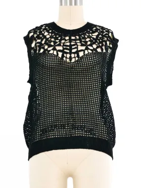 Black Crochet Sweater Vest