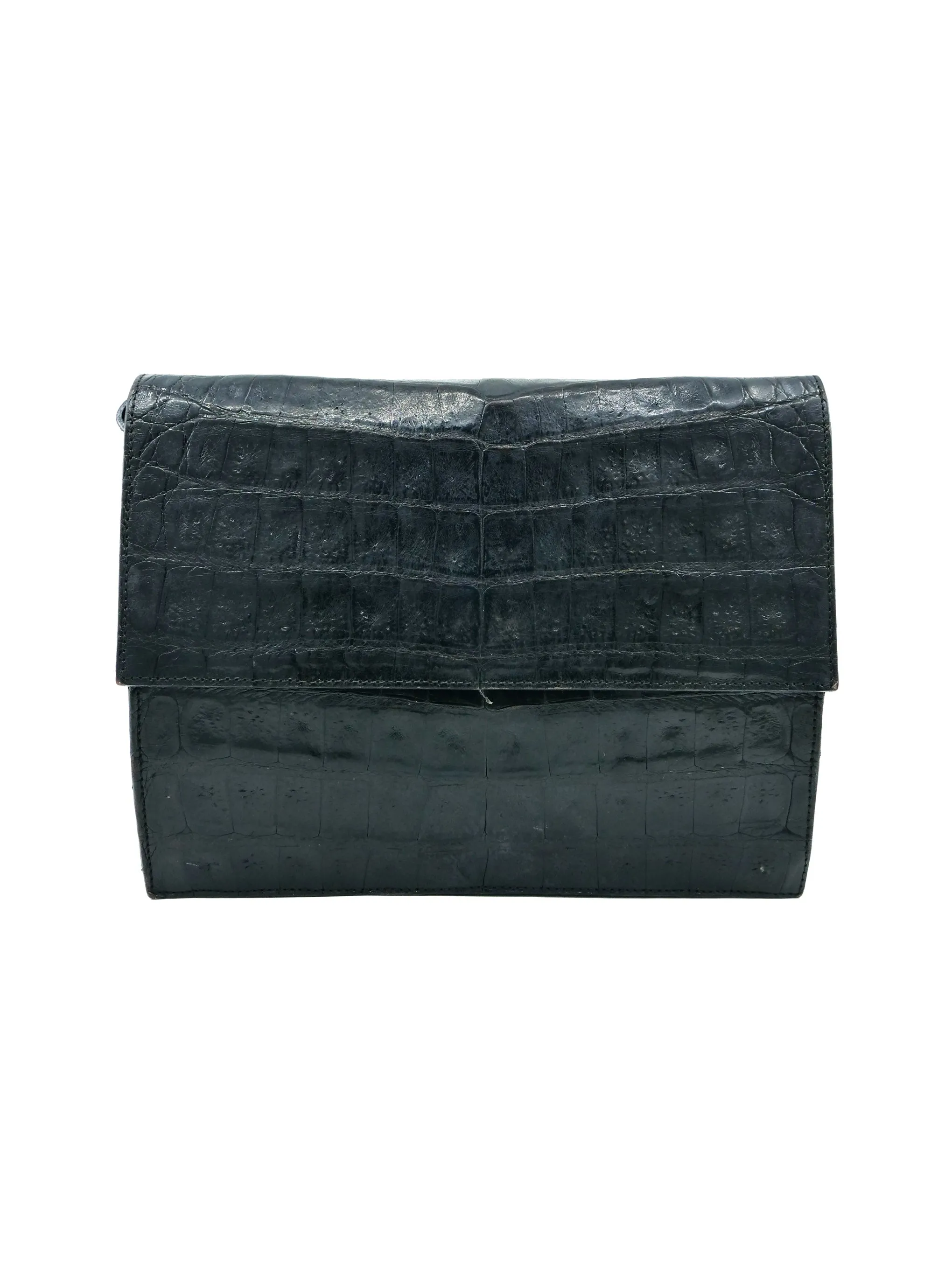 Black Leather Convertible Envelope Clutch