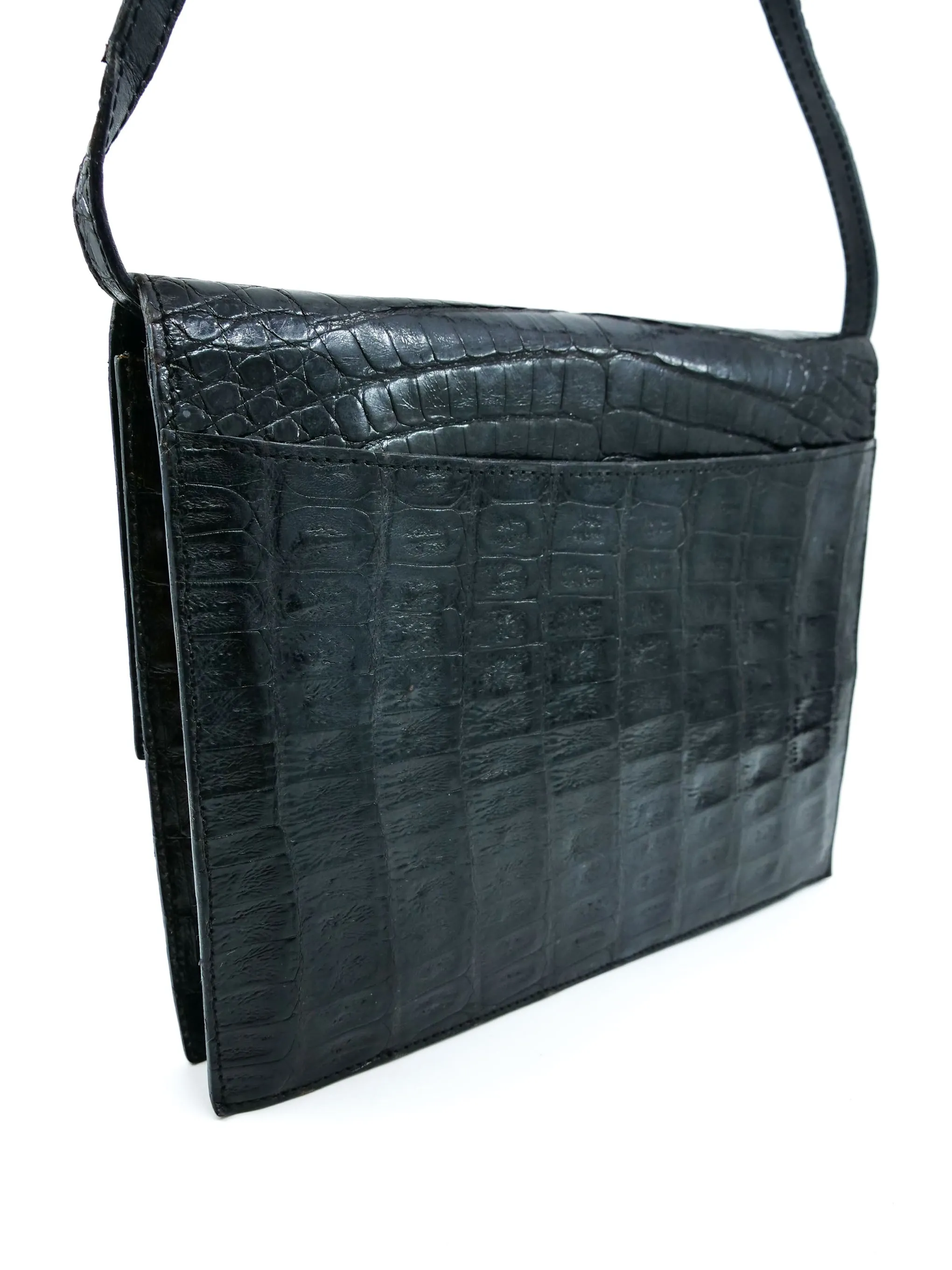 Black Leather Convertible Envelope Clutch