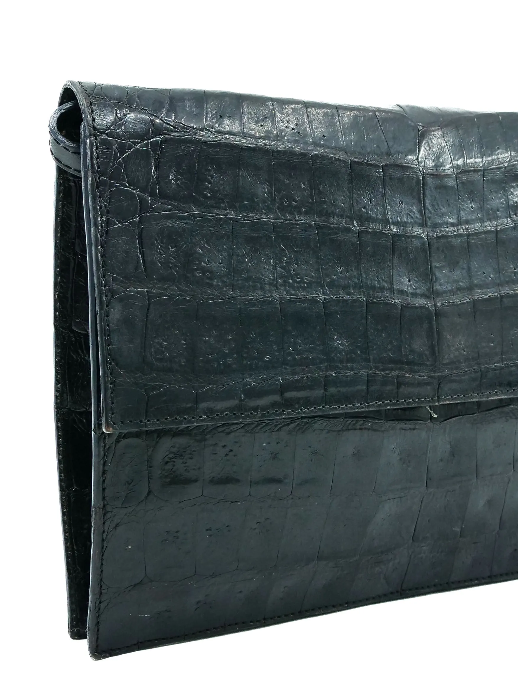 Black Leather Convertible Envelope Clutch