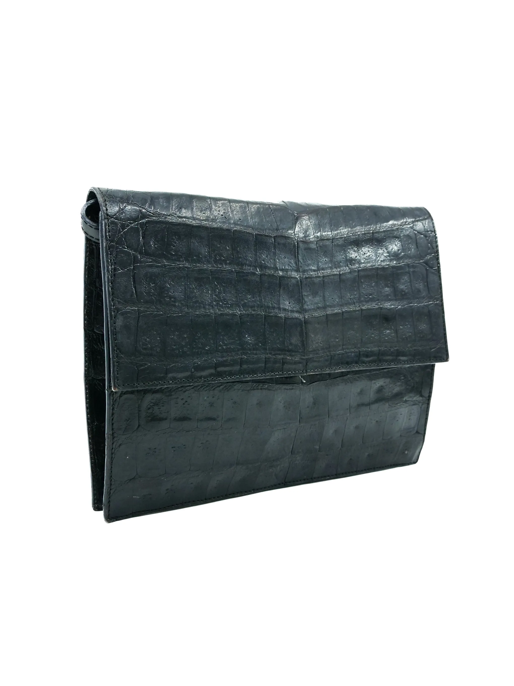 Black Leather Convertible Envelope Clutch