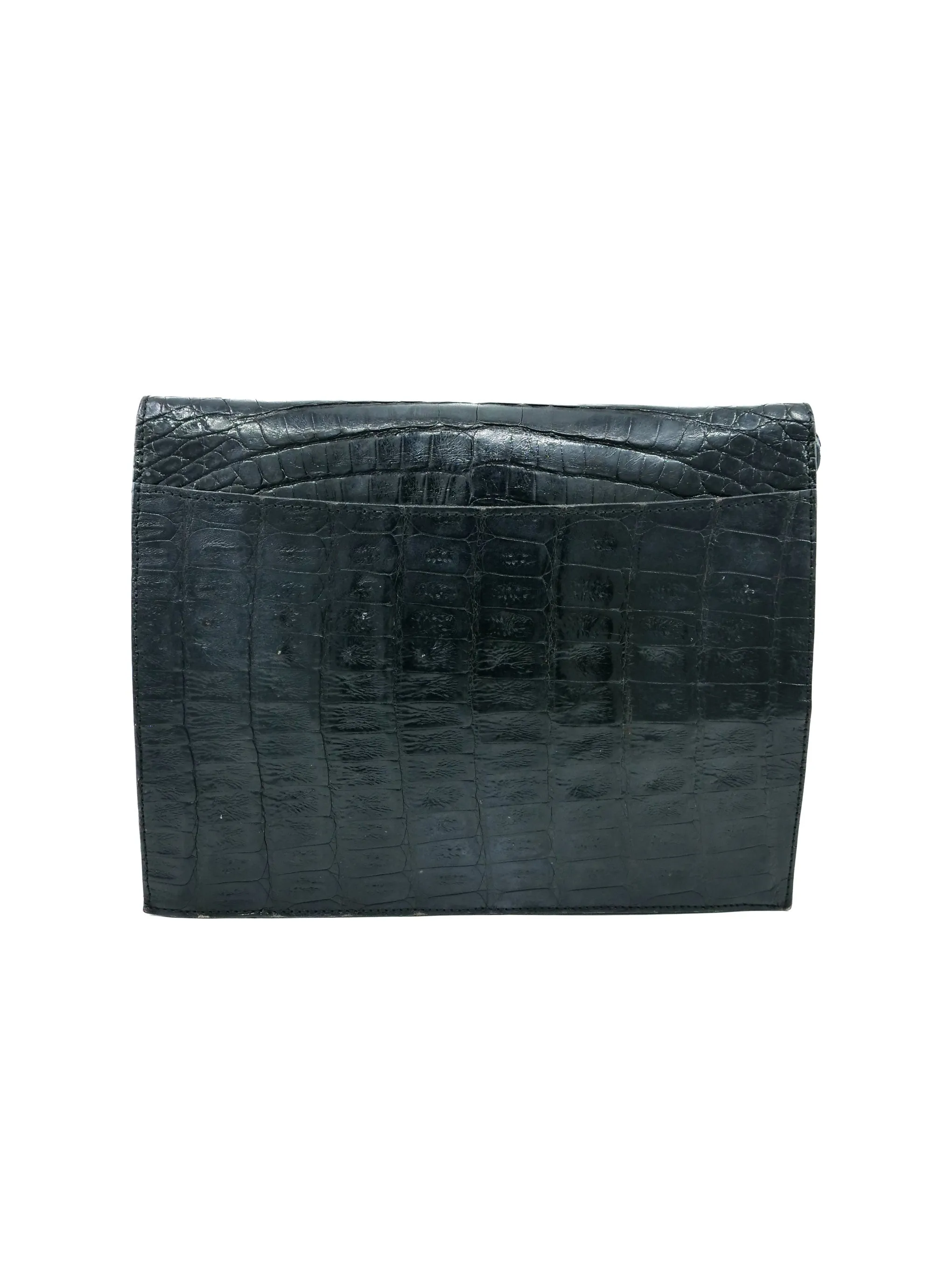 Black Leather Convertible Envelope Clutch