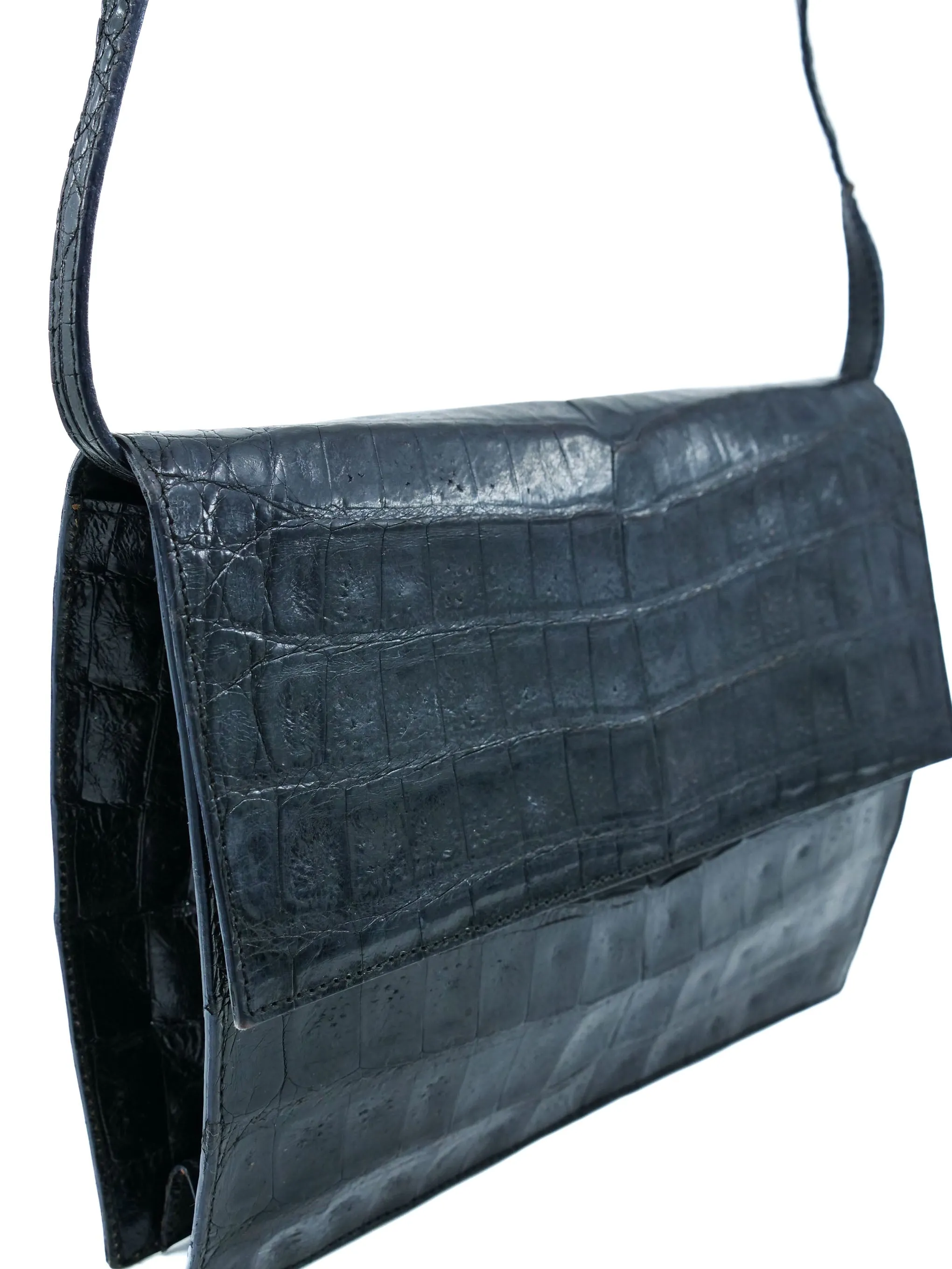 Black Leather Convertible Envelope Clutch