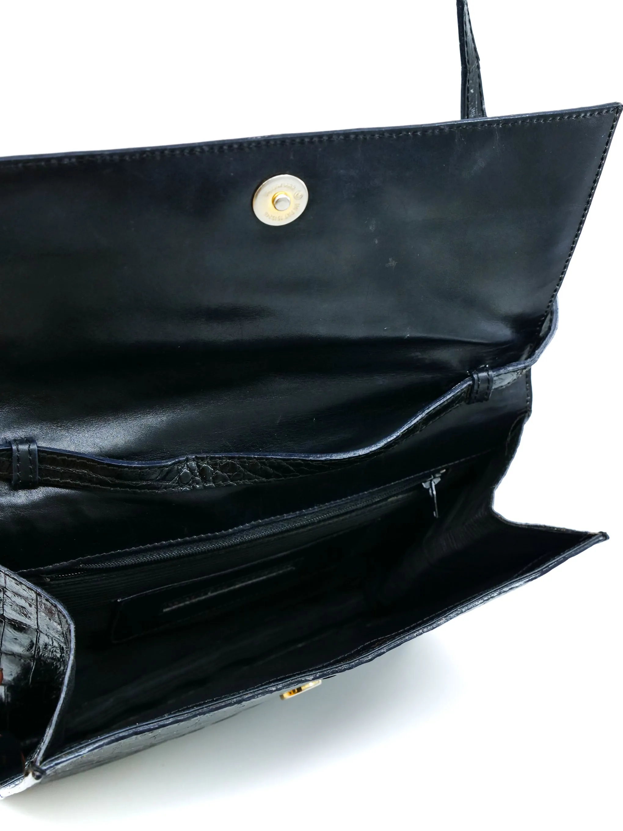 Black Leather Convertible Envelope Clutch