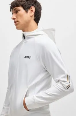 BOSS x MATTEO BERRETTINI Regular-fit zip-up hoodie with signature-stripe artwork