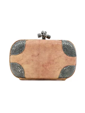 Bottega Veneta Lizard Skin Metal Knot Clutch