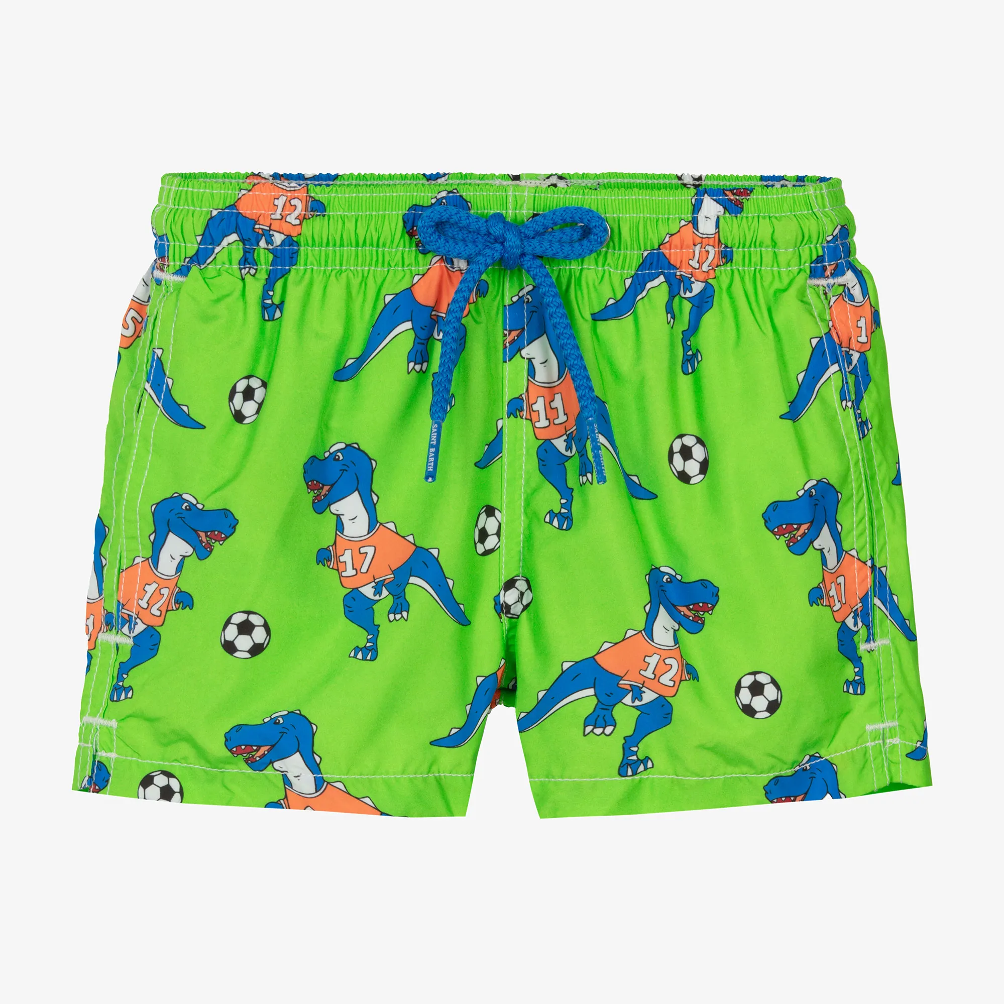 Boys Green Football Print Swim Shorts