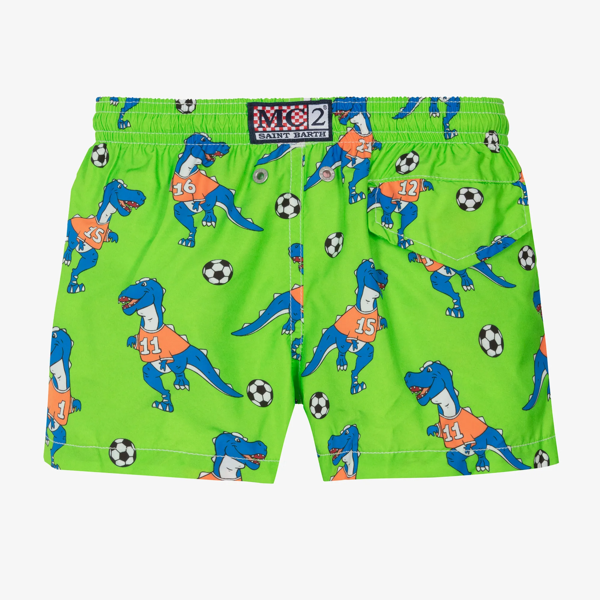 Boys Green Football Print Swim Shorts