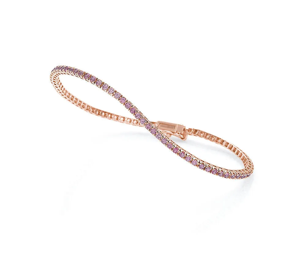 Bracciale Tennis oro rosa e zaffiri pink