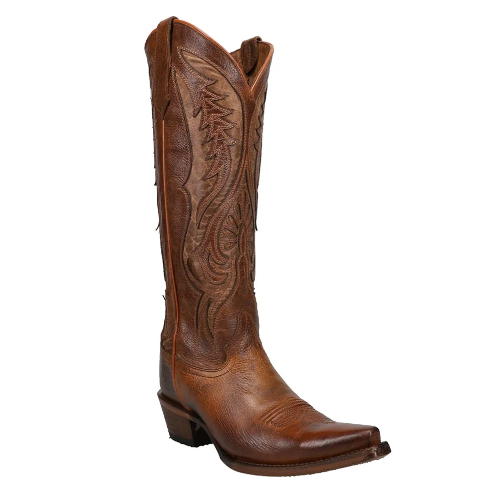 Bronze Tooled-Inlay Snip Toe Cowboy Boots