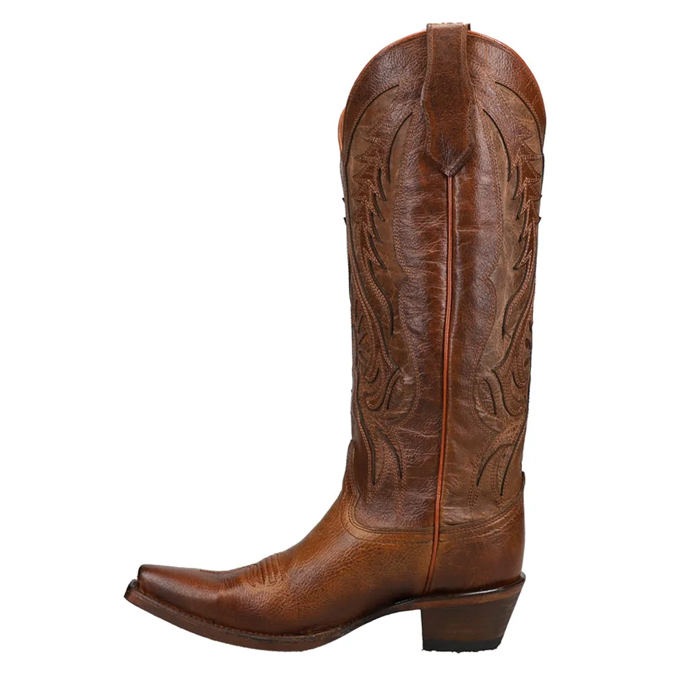 Bronze Tooled-Inlay Snip Toe Cowboy Boots