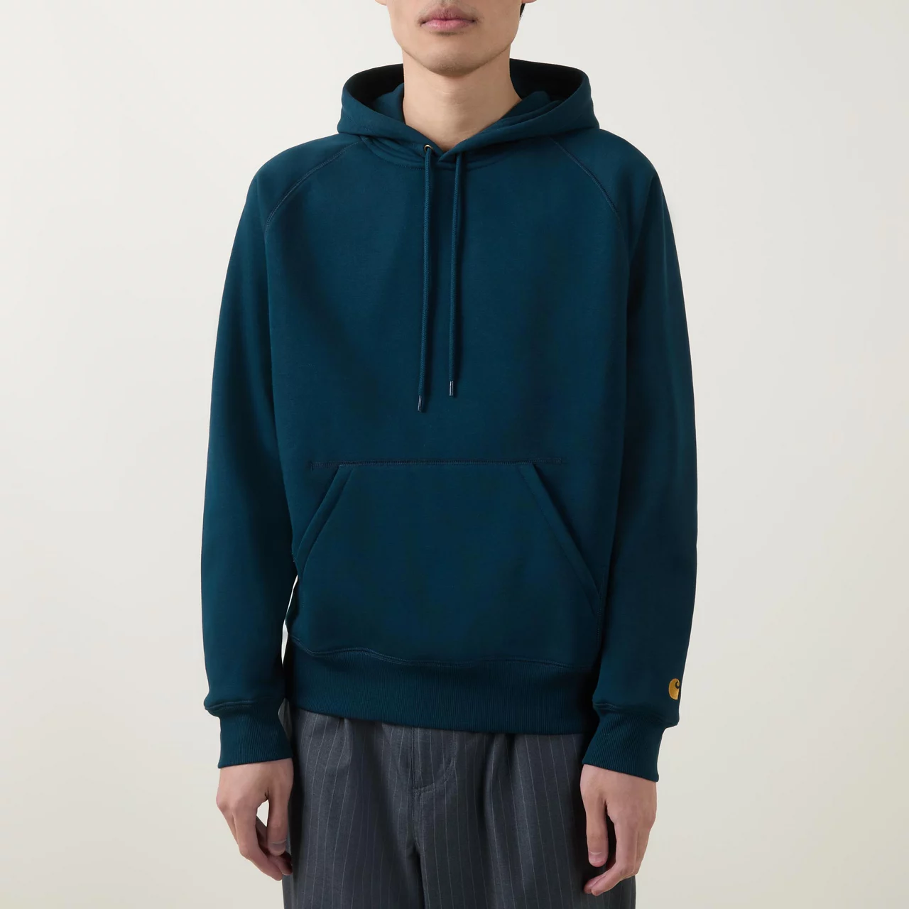 CARHARTT WIP Chase Logo Drawstring Hoodie - Dark Blue