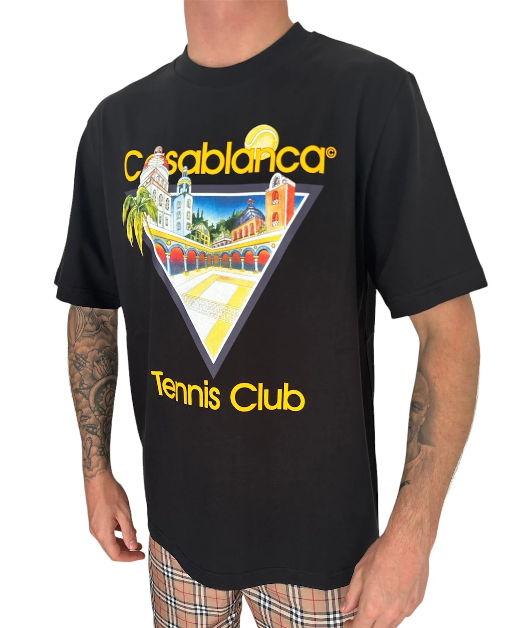 CASABLANCA TENNIS LOGO T-SHIRT - BLACK