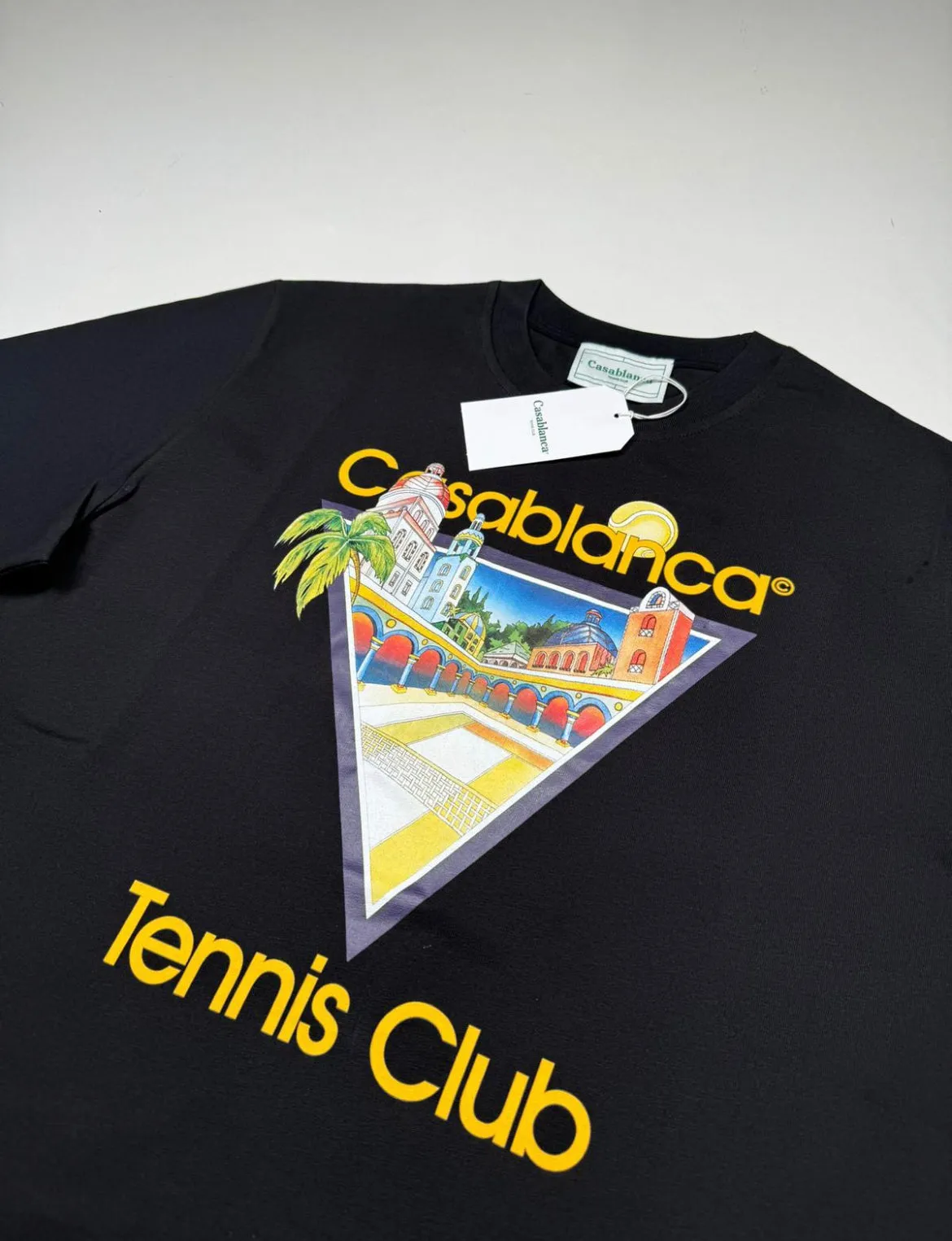 CASABLANCA TENNIS LOGO T-SHIRT - BLACK