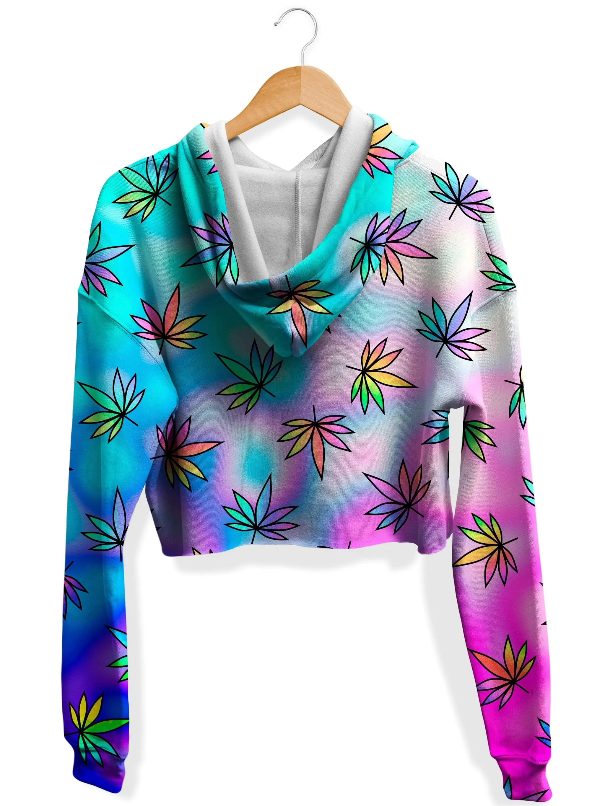 Cascading Marijuana Fleece Crop Hoodie