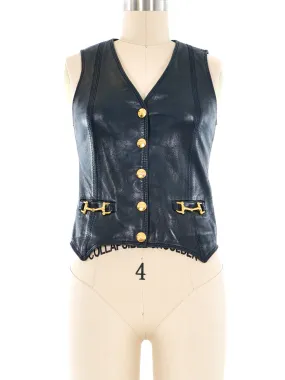 Celine Navy Leather Vest