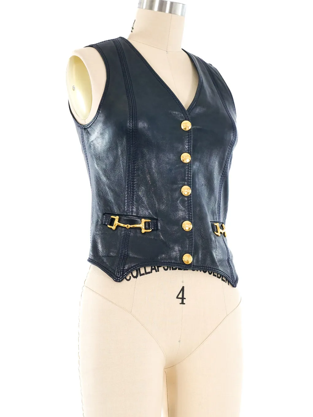 Celine Navy Leather Vest